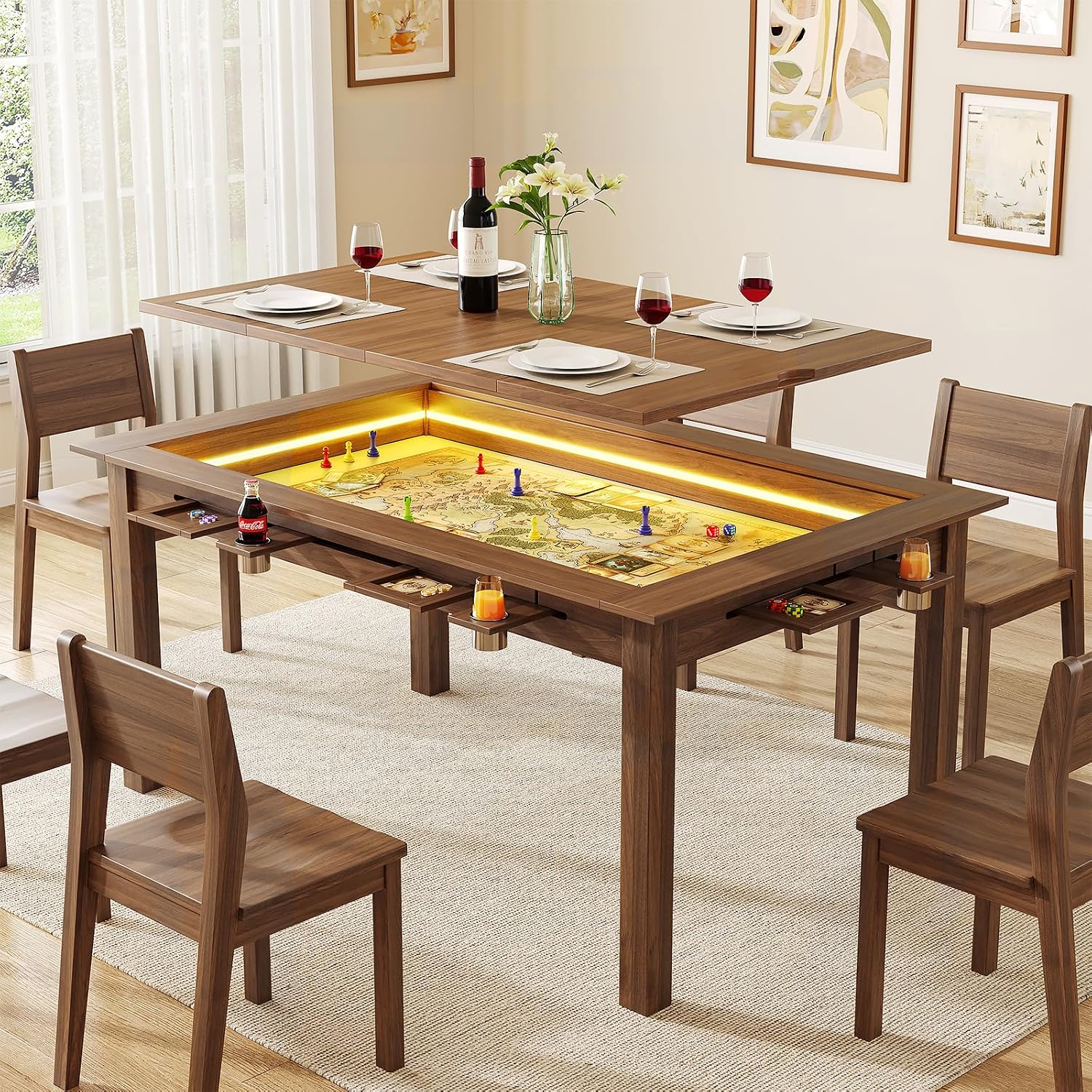 Board Game Cafe - Walnut Board Game Table RGB LED