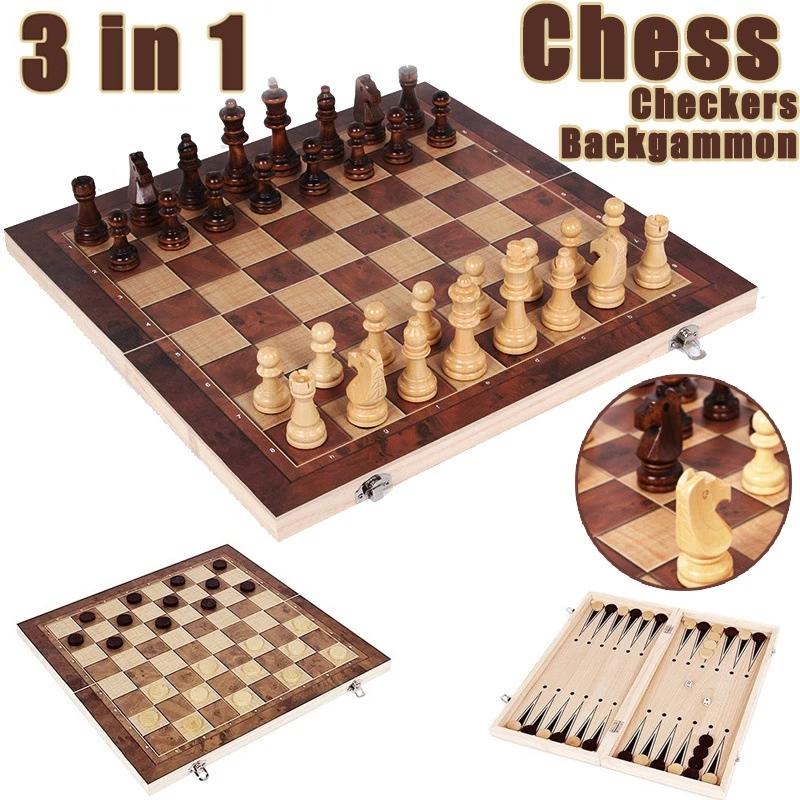 3 in 1 Chess Board, Folding Wo - Board Game Zenith recension och pris