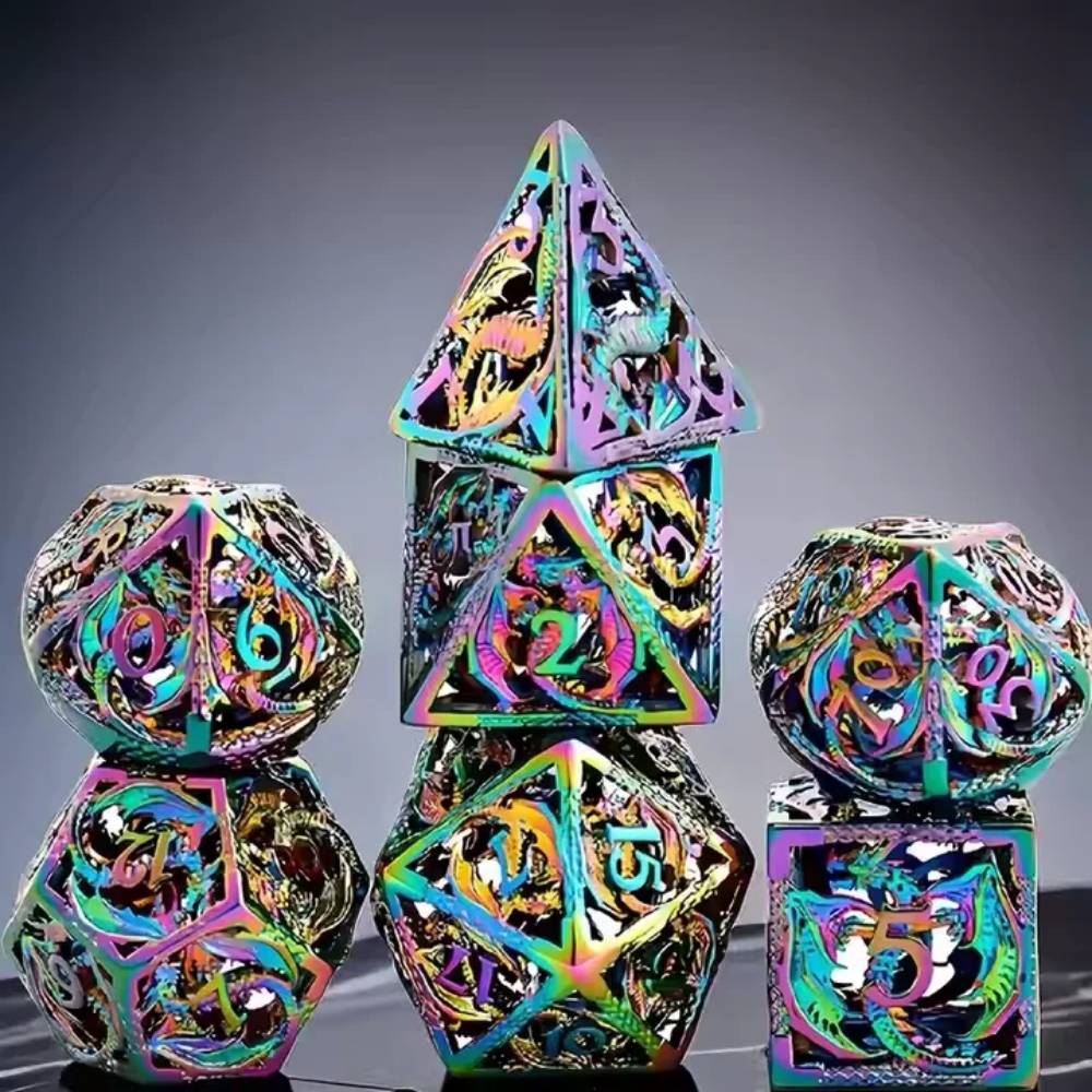 7PCS Colorful Hollow Metal Dic - Board Game Dungeons And Dragons recension och pris