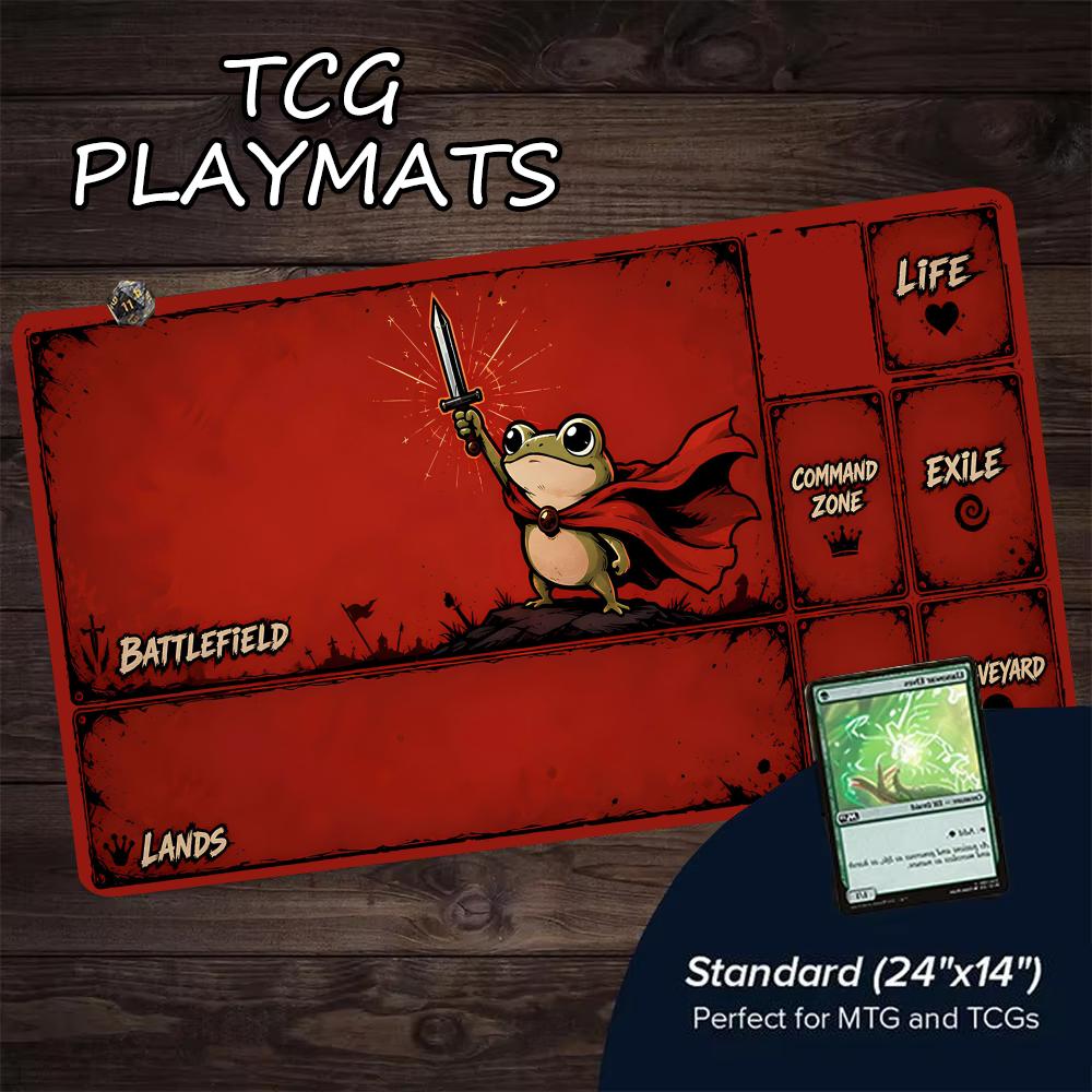 Red Cape Sword Frog  MTG&TCG T - Play Mat Neoprene recension och pris