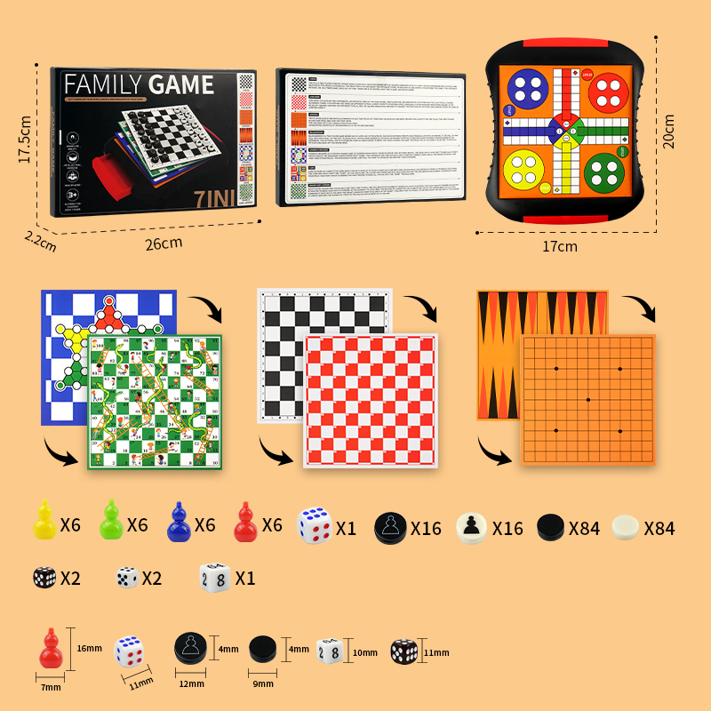 3-in-1/5-in-1/7-in-1 Board Gam - Board Game Cafe recension och pris