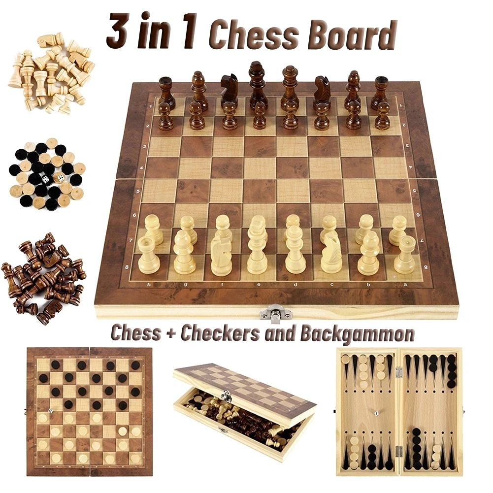 3 in 1 Wooden Checkers Backgam - Board Game Zenith recension och pris